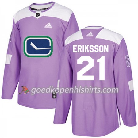 Vancouver Canucks Loui Eriksson 21 Adidas 2017-2018 Purper Fights Cancer Practice Authentic Shirt - Mannen